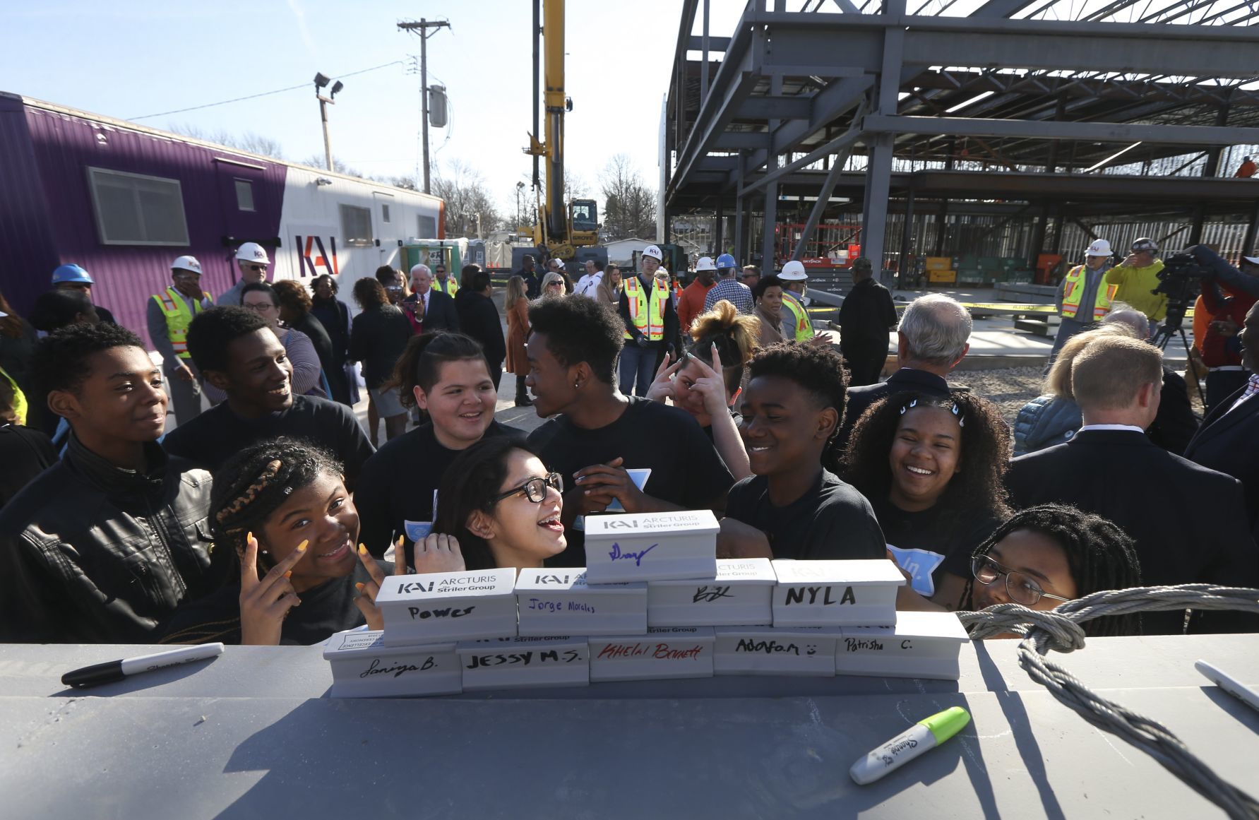 Topping out ceremony at Teen Center in Ferguson
